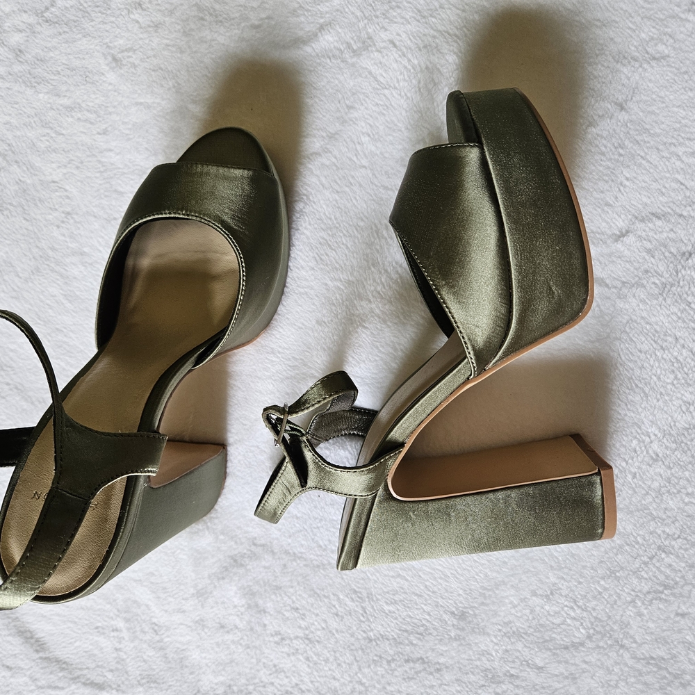 H by Halston Olive Green Block Heel Sandals
